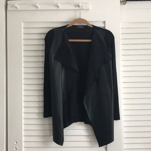 Black faux leather cardigan